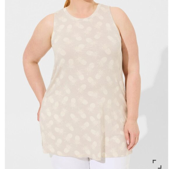 975. 1X, 2X - TORRID Pineapple Super Soft Slub Crew Neck Side Slit Tank NEW - Picture 6 of 6